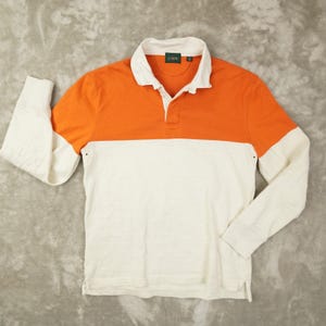 ヴィンテージ J.クルー オールズマン ラグビーポロシャツ メンズ スモールエルボーパッチ 90年代 オレンジ