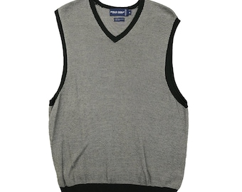 Polo Golf Ralph Lauren Vintage Silk Blend Sweater Vest Men's Medium Black Preppy