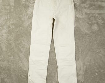 Pantaloni Tommy Hilfiger Vintage Y2K con cerniera alla caviglia, taglia 4, colore bianco, con doppio ginocchio.