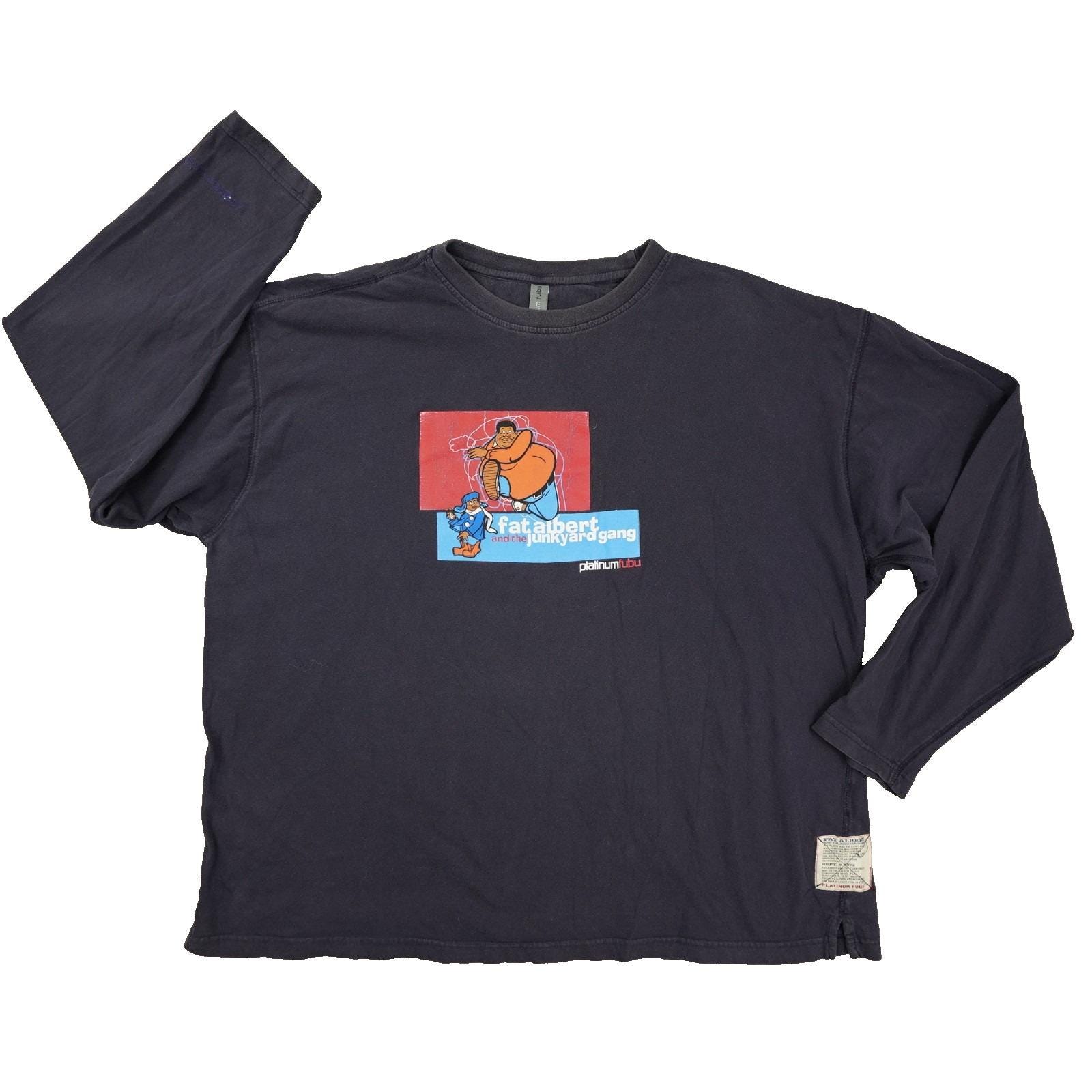 Platinum Fubu Vintage Fat Albert Long Sleeve Graphic T Shirt Blue