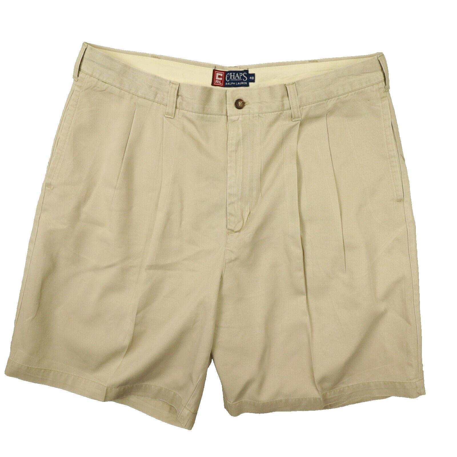 Chaps Ralph Lauren Vintage Men's Khaki Pleat Front Shorts Size 40
