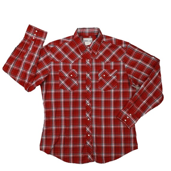 Wrangler Men's Checotah Long Sleeve Red Western Shirts 112346069