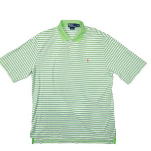 Polo Ralph Lauren Men&#39;s Vintage Golf Fit Green Stripe Polo Shirt Size Large