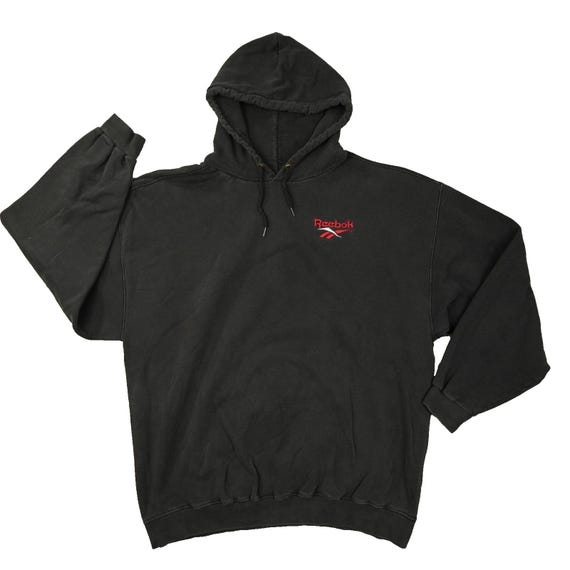 Reebok, Reebok Vintage Black Hoodie Men's XL Black Logo Made in USA 90s Streetwear