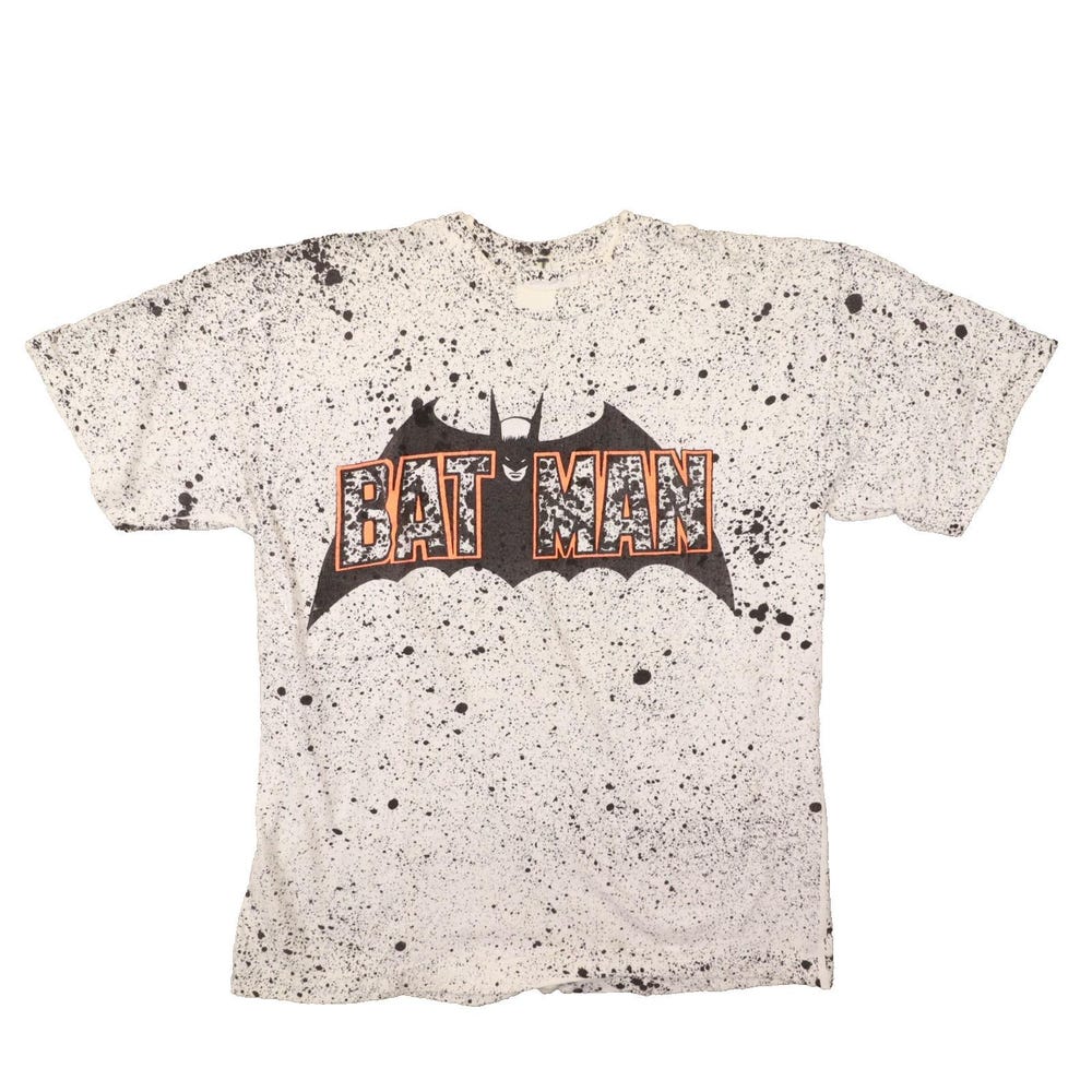 Vintage 1982 Batman Dc Comic Single Stitch Paint Splatter Puff Print Size Large