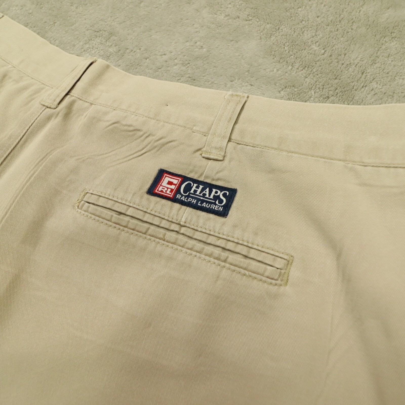 Chaps Ralph Lauren Vintage Men's Khaki Pleat Front Shorts Size 40