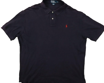 ★ポロラルフローレンポロシャツ ビッグポニー刺繍右袖３ カスタムフィット黒×赤L POLO RALPH LAUREN（ポロ・ラルフローレン） ポロ ラルフローレン