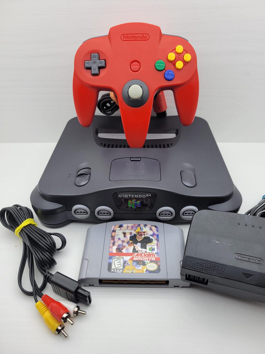 Restored Nintendo 64 N64 1 OEM Red Controller(new Thumbstick) NFL ...