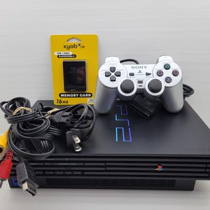 Playstation 2 (PS2) Fat All Hookups | Fully Restored & Tested |  Silver OEM Controller | New 16MB Memory Card | NTSC