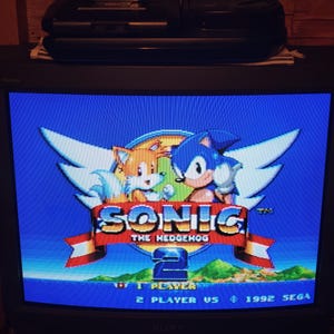 Gerestaureerde Sega-cd Model 2 met Model 2 Genesis Sonic the Hedgehog 2 1 OEM-controller en alle aansluitingen | WERKT GETEST
