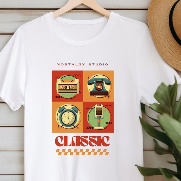 Nostalgy Classic Vintage Unisex T-shirt, Retro Tee, Nostalgia T Shirt, Relaxed Cotton Tees, Classic Vintage Birthday T-shirt, Studio Tee