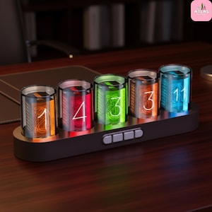 Reloj de tubo Nixie retro: decoración de escritorio Steampunk con LED RGB