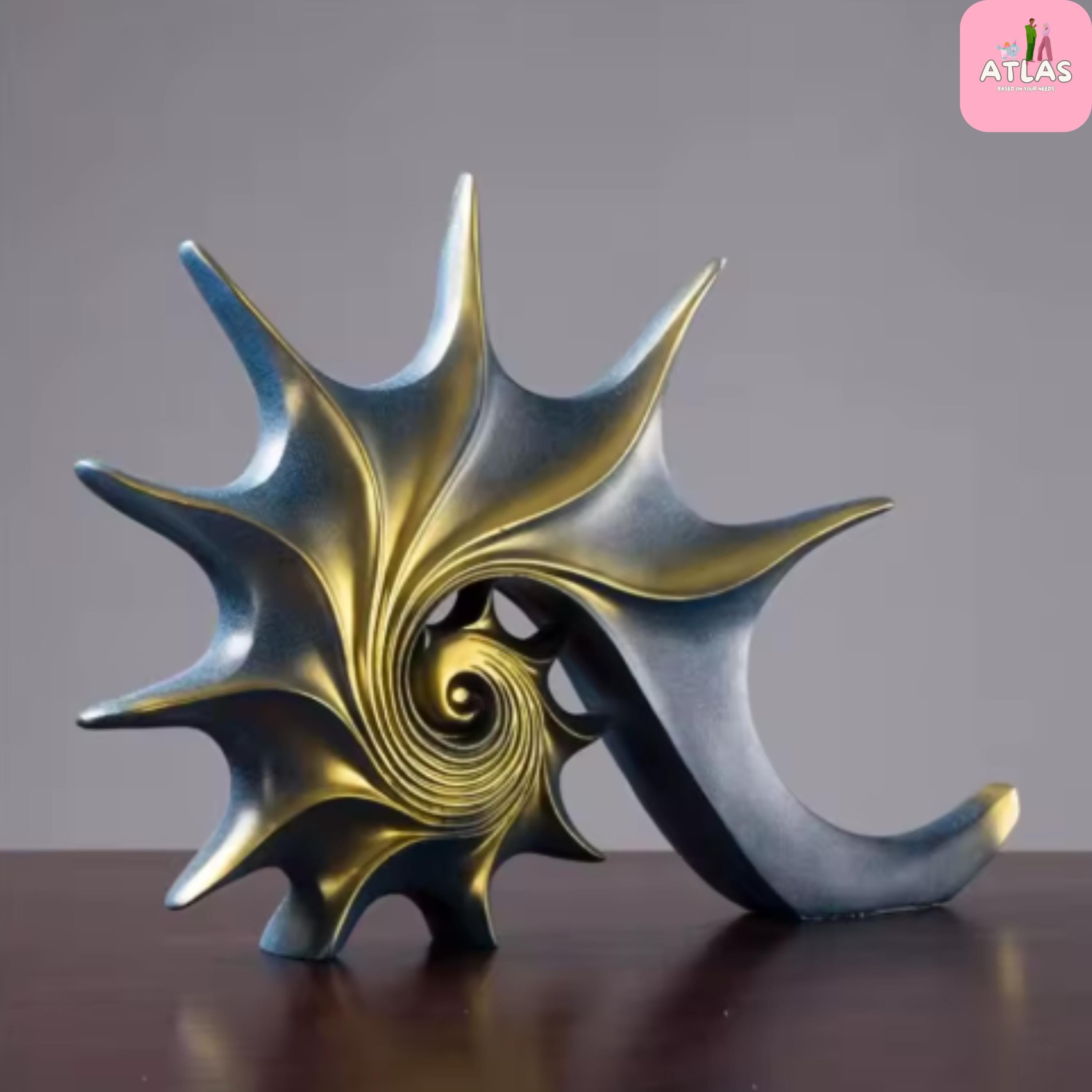 Resin Conch Shell Statue | Gold & Blue Coastal Decor - Etsy