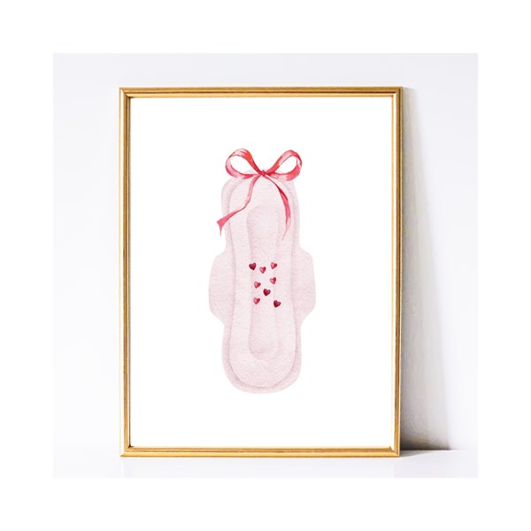 Coquette Maxi Pad,Feminist Graphic,Cute,Whimsical,Bathroom,Girly, Funny,Dorm Decor,Bathroom Humor, Toilet, Banter, Period, Menstruation Art