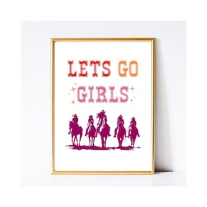 Lascia andare ragazze cowgirl nei colori della bandiera lesbica, arte cowgirl saffico, stampa poster cowgirl LGBTQ, cowgirl lesbiche, poster occidentale, sottile saffico