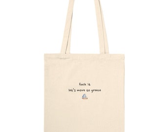 Premium Let&#39;s Move to Greece Tote Bag, Travel Tote Bag, Greek Tote Bag, Beach Bag, Funny Tote Bag, Summer Tote Bag