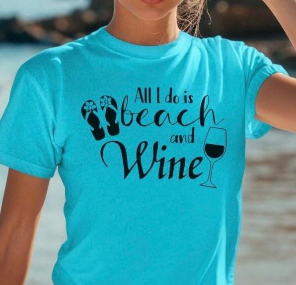 Beach & Wine Shirt, Summer Vibe Tee, Beach Lovers, Wine Enthusiasts, Vacation Essentials, Funny Beach Shirt, Funny Wine Shirt