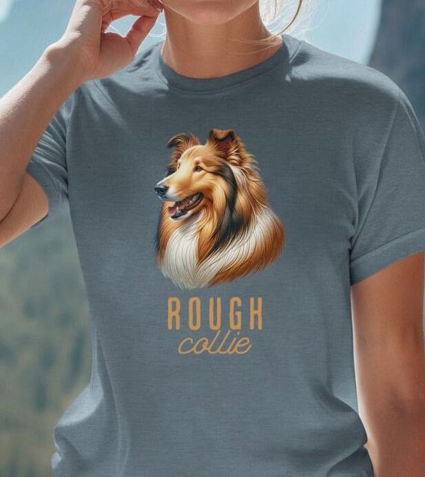 【CPGN STUDIO】Rough Collie Pigment Short Sleeve T-shirt Life is Rough - Unisex Softstyle T-shirt With Dog Art for