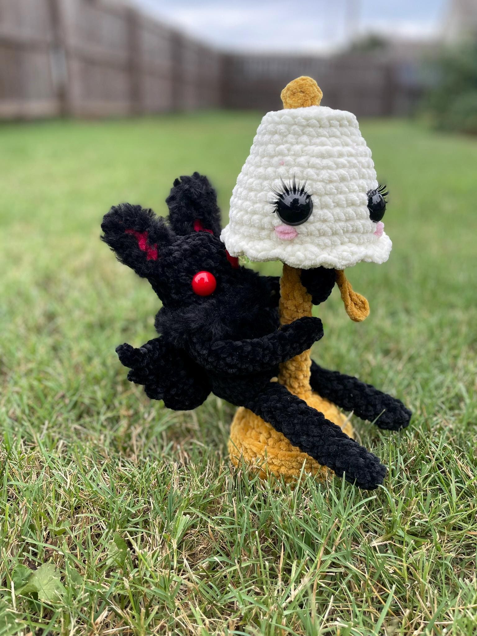 34 Crochet Lamps That Will Look Great in Your Home 10 Mothman & Lady Lamp Crochet