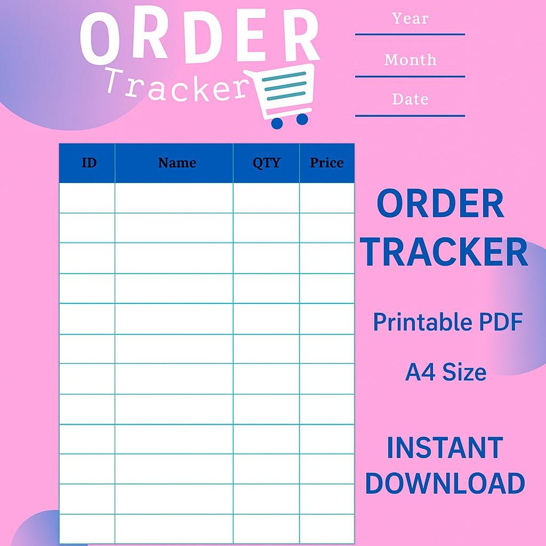 Order Tracker Printable | Business Order Log Sheet | Small Business ...
