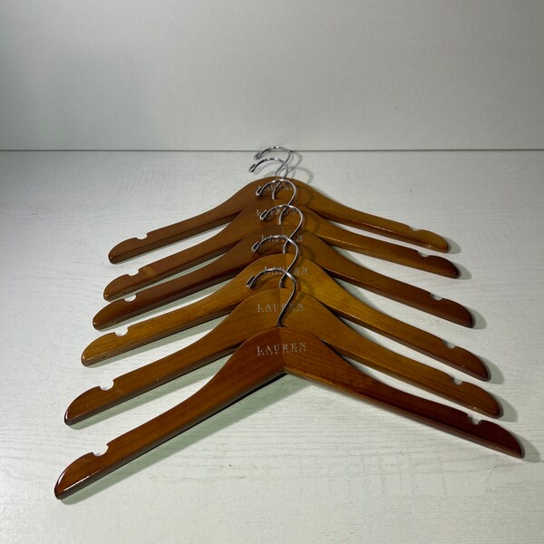 Lauren Ralph Lauren Wooden Coat/Jacket Hangers w/ Hooks Bundle of 6