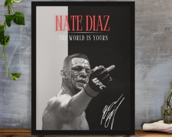 Nate Diaz, poster, UFC poster, posterideeën, Fighter poster, motivatie van de atleet, wanddecoratie