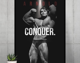 Cartel de Arnold Schwarzenegger, cartel de culturismo, cartel deportivo, cartel motivacional, decoración del gimnasio, cartel de fitness, arte rupestre del hombre, regalo para él