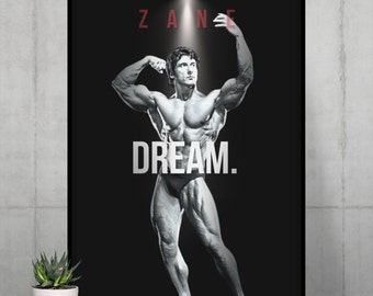 Cartel de Frank Zane, cartel de culturismo, cartel deportivo, cartel motivacional, decoración del gimnasio, cartel de fitness, arte de la cueva del hombre, regalo para él