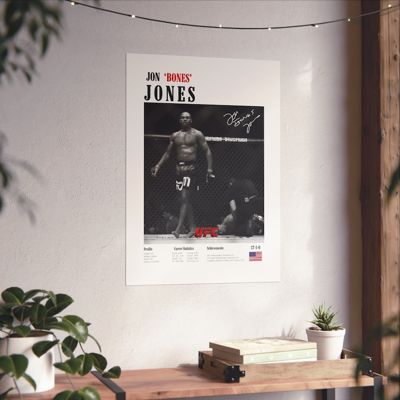 Jon Jones, Cartel, Cartel de UFC, Ideas de carteles, Cartel de luchador, Motivación de atletas, Decoración de pared imagen 2