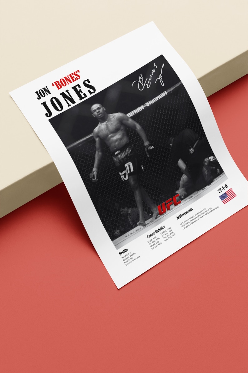 Jon Jones, Cartel, Cartel de UFC, Ideas de carteles, Cartel de luchador, Motivación de atletas, Decoración de pared imagen 3