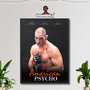 Póster de Sean Strickland Psycho, póster de UFC, póster de MMA, motivación de luchador, decoración de pared de dormitorio, decoración de pared, arte de pared