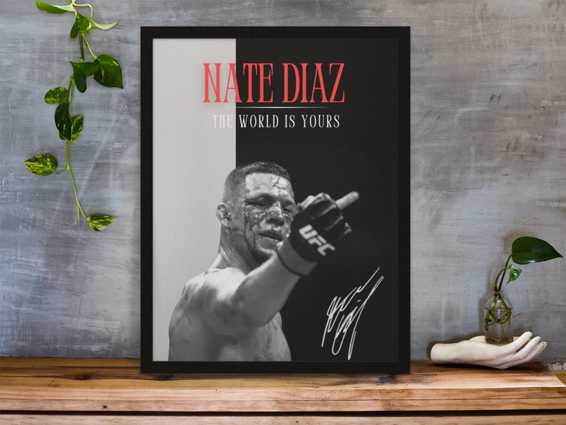 Nate Diaz, poster, UFC poster, posterideeën, Fighter poster, motivatie van de atleet, wanddecoratie afbeelding 1