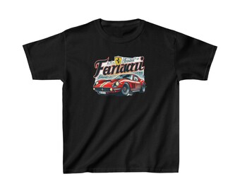 Ferrari super sport car retro style for Kids Heavy Cotton™ Tee