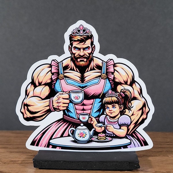 Father Daughter Princess Tea Party Sticker Fathers Day Gifts For Dad And Daughter Gifts Funny Fathers Day Sticker For Notebook Strong Dad