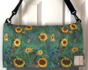 Coussins de siège de voyage avec sac fourre-tout tournesol, légers et imperméables | Coussin de théâtre | Coussin de banc | Coussin de voyage| Support dorsal| Klimt