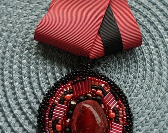Handmade brooch, Handmade brooch pin, Order shape brooch, Handmade jewelry, Red black brooch, Red black jewelry, Brooches for woman