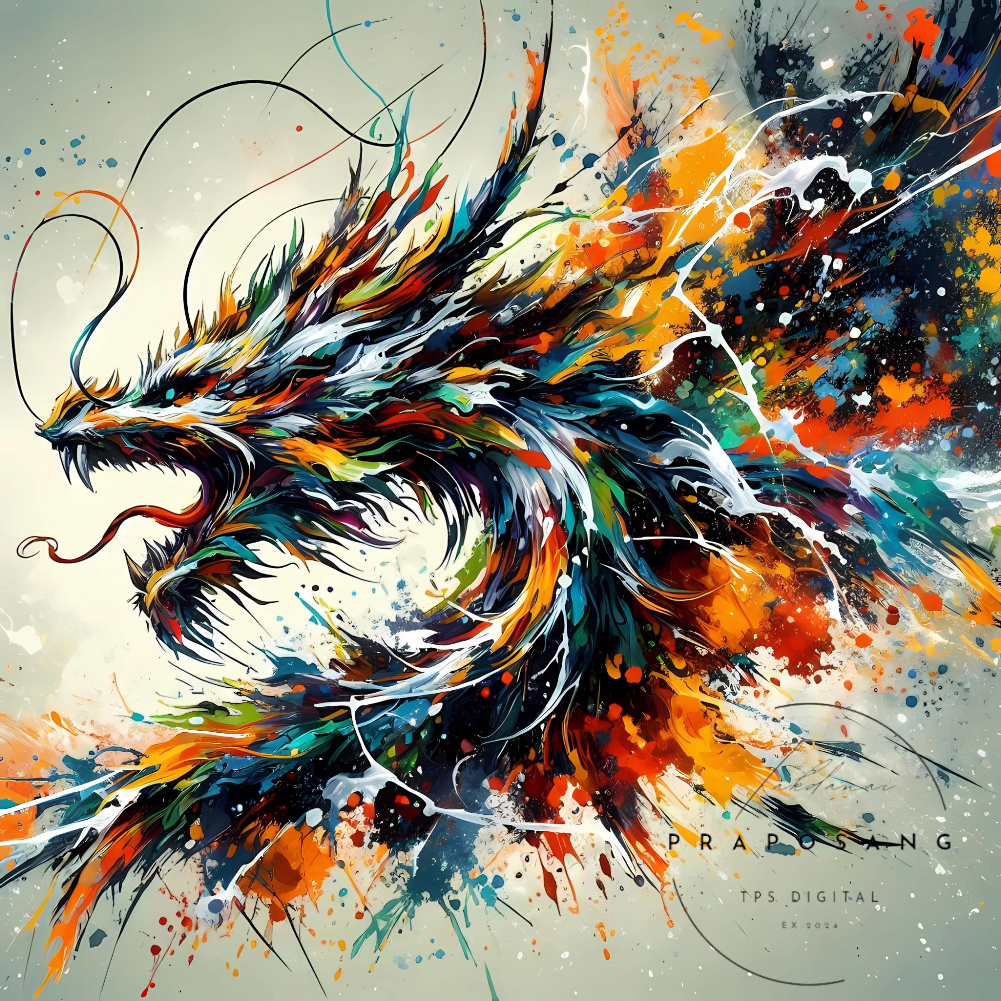 カラフルなスプラッターペイントの動物アート 20 種類のユニークな