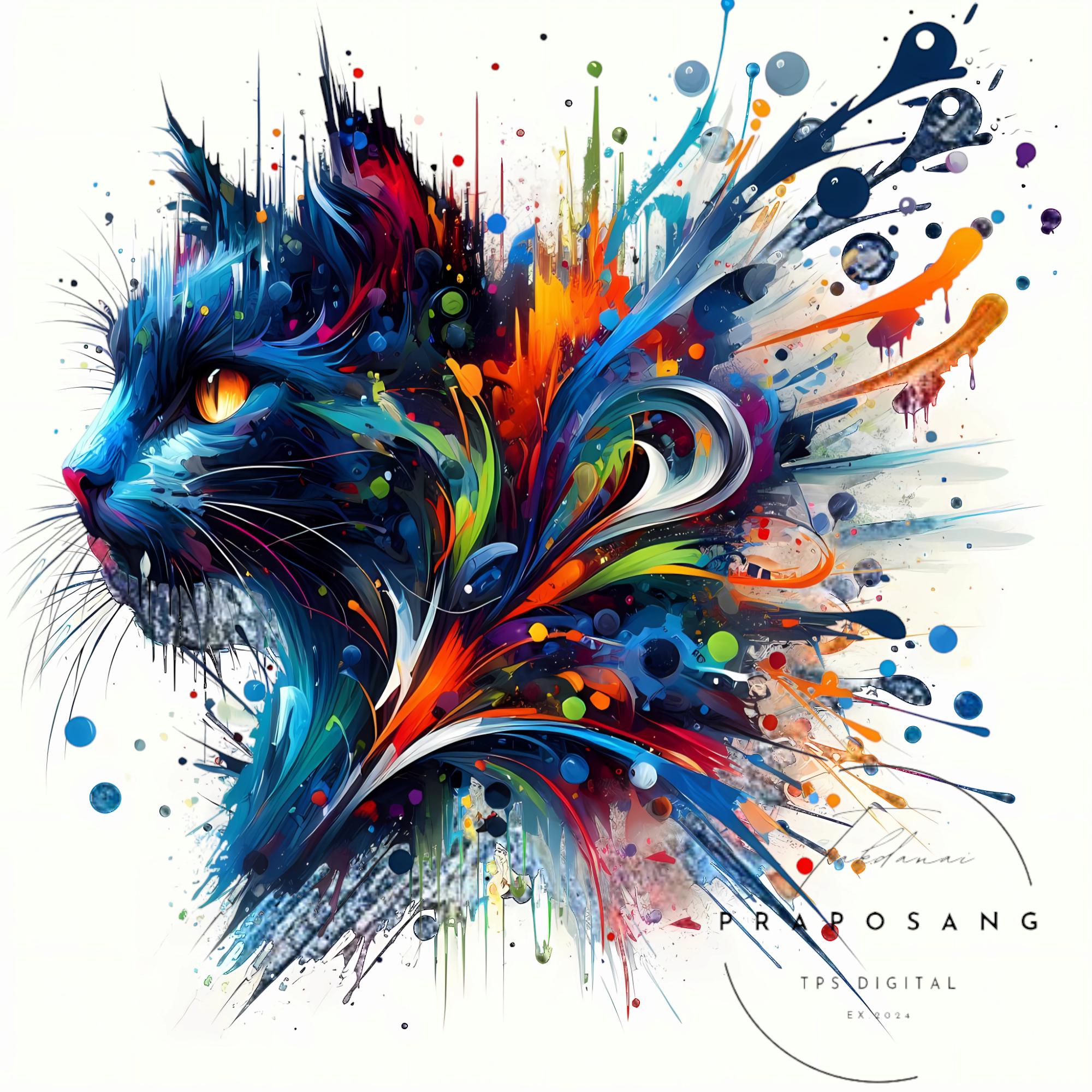 カラフルなスプラッターペイントの動物アート 20 種類のユニークな