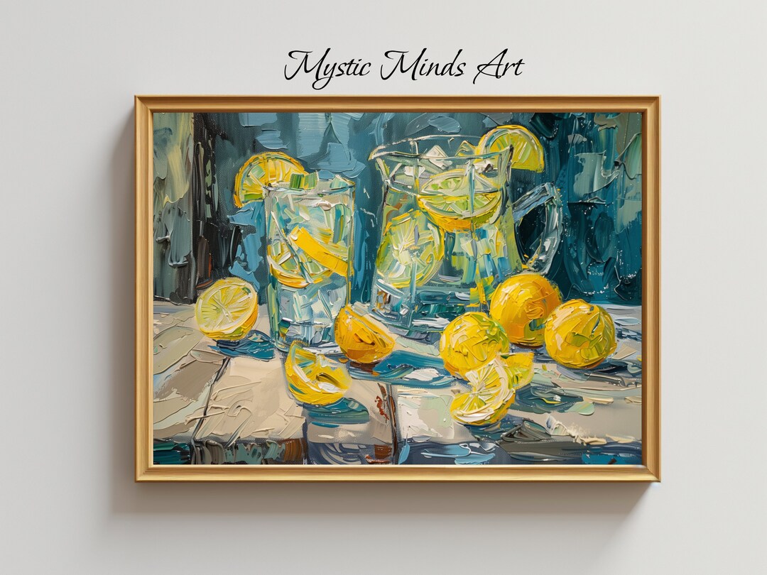 Lemonade Abstract Lemonade Serenade: Vibrant Oil Painting of Lemonade in Mesmerizing ...
