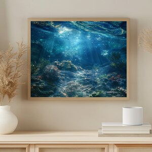 Sonnendurchflutetes Unterwasser Ozean Riff Koralle Druck - Tiefsee Meereswelt Dekor - Taucher Wand Kunst - Sofortige druckbare Download Wohnkultur -15 Bild 5