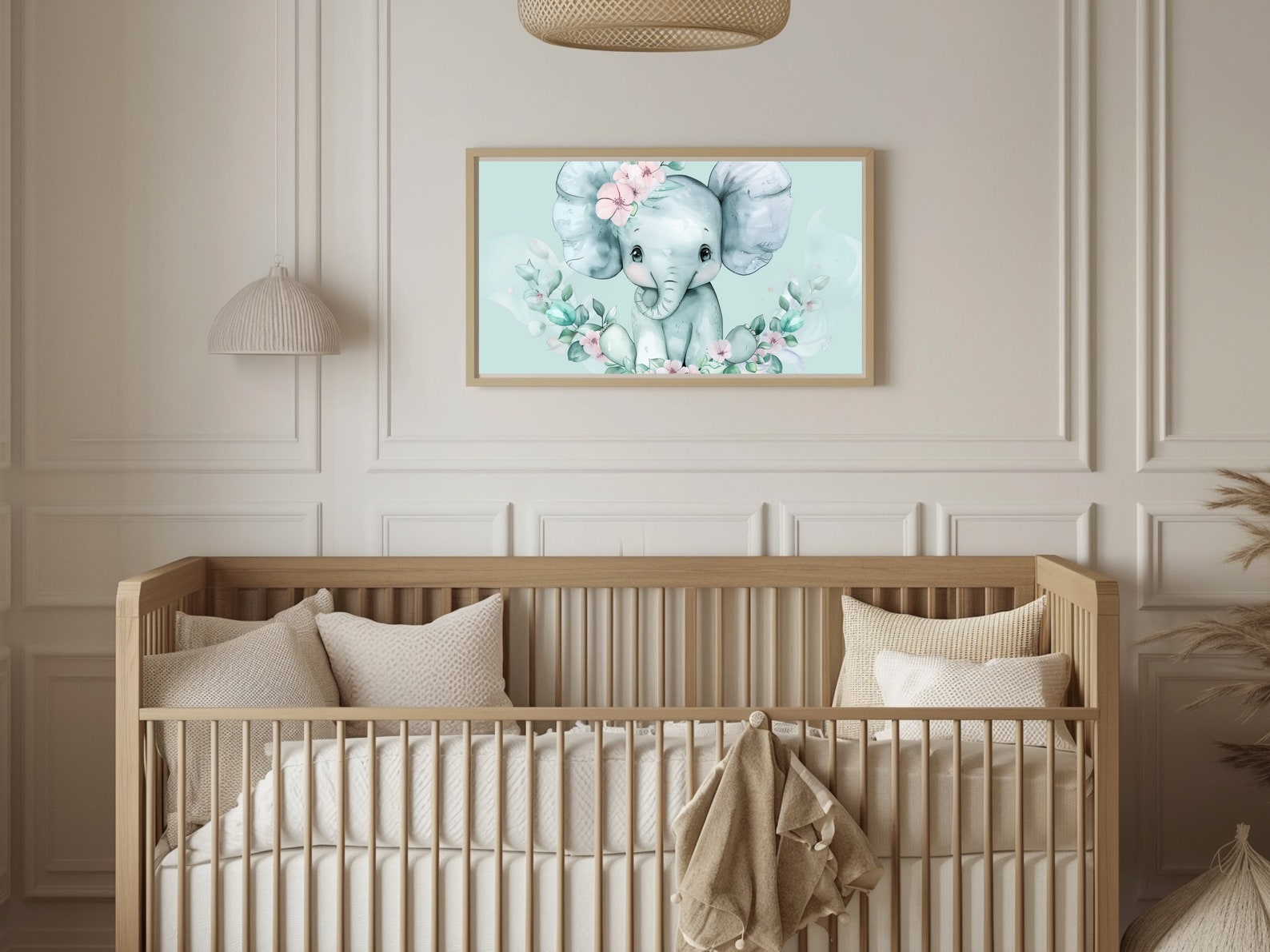 Printable Baby Elephant Mint Green: Adorable Baby Elephant With Flowers ...