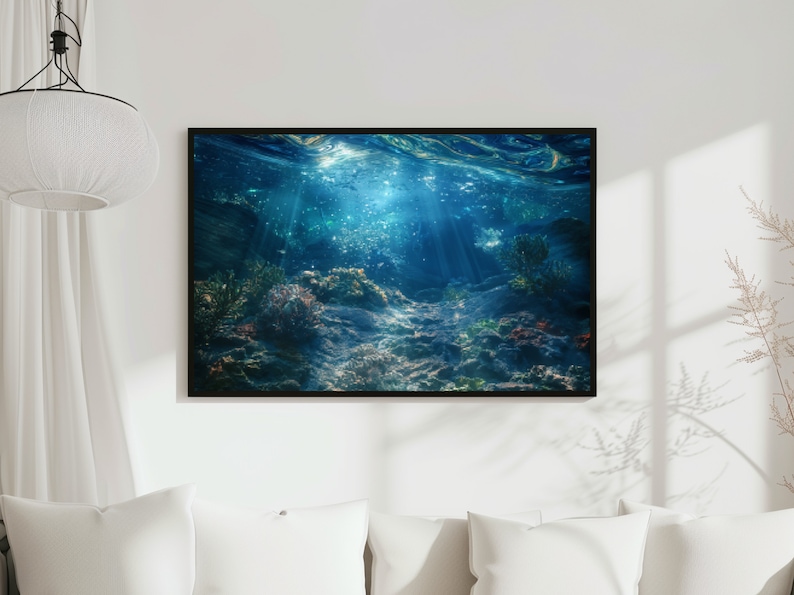 Sonnendurchflutetes Unterwasser Ozean Riff Koralle Druck - Tiefsee Meereswelt Dekor - Taucher Wand Kunst - Sofortige druckbare Download Wohnkultur -15 Bild 4