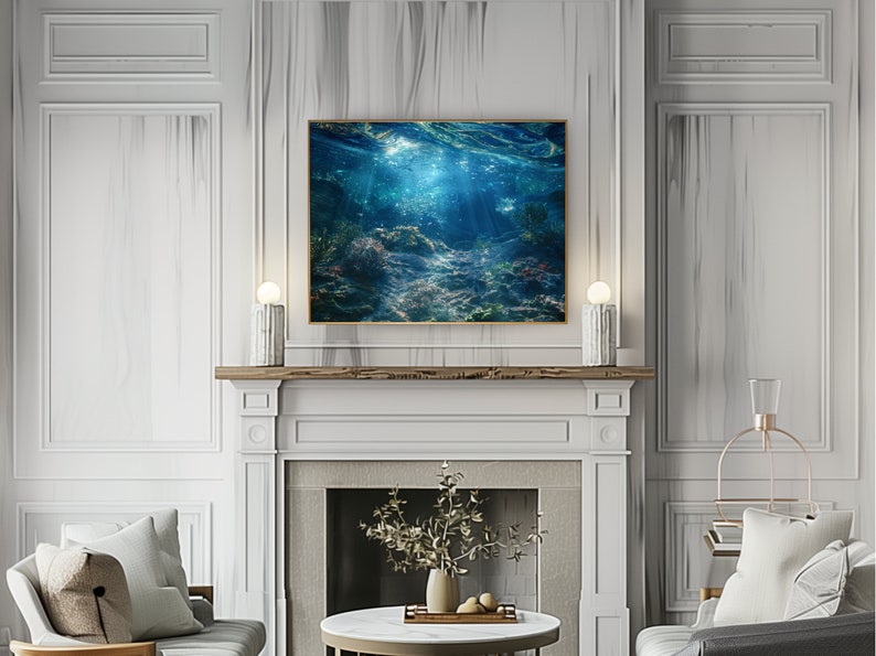 Sonnendurchflutetes Unterwasser Ozean Riff Koralle Druck - Tiefsee Meereswelt Dekor - Taucher Wand Kunst - Sofortige druckbare Download Wohnkultur -15 Bild 6