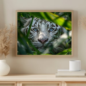 Printable: Majestic White Tiger Portrait Photography. High-definition National Geographic-inspired printable portrait. PRINTABLE DIGITAL ART