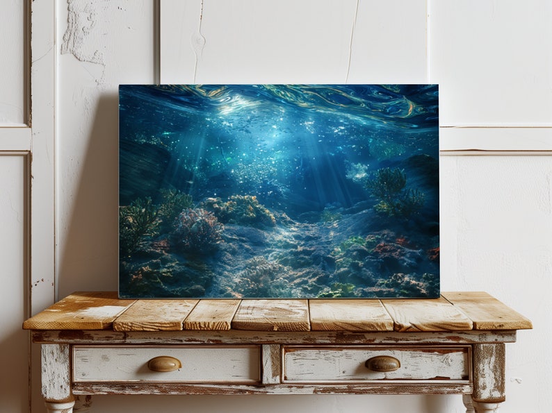 Sonnendurchflutetes Unterwasser Ozean Riff Koralle Druck - Tiefsee Meereswelt Dekor - Taucher Wand Kunst - Sofortige druckbare Download Wohnkultur -15 Bild 2