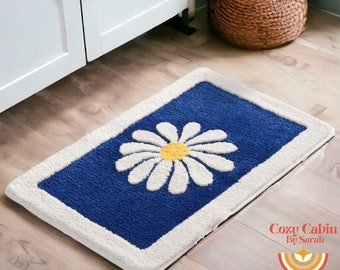 Floral Bath Bedroom Living Room Rug - Washable Absorbent Non Slip Bathroom Rug, Cool Floral Rug, Trendy Rug, Floral Bathroom Mat