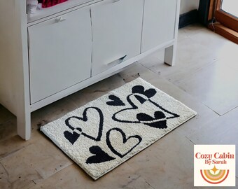 Alfombra de baño de dormitorio de corazón de amor de estilo nórdico de moda, alfombra de baño antideslizante absorbente lavable, alfombra de baño nórdica, decoración de baño nórdico