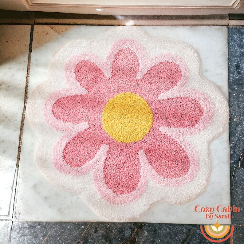 Alfombra con mechones para sala de estar, baño de flores de moda, alfombra de baño antideslizante absorbente lavable, alfombra floral fresca, alfombra de moda imagen 3