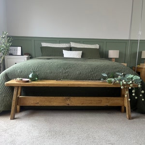 Handmade Reclaimed Wood End of Bed Bench: Rustic Scaffold Board afbeelding 2
