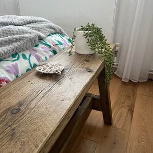Handmade Reclaimed Wood End of Bed Bench: Rustic Scaffold Board afbeelding 7